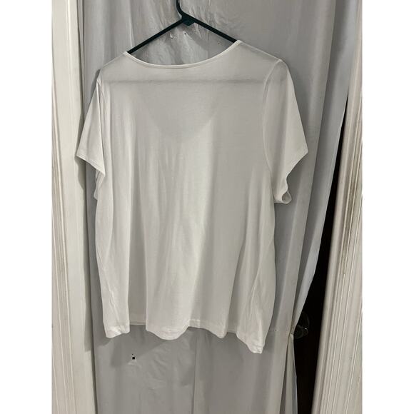 J JILL SS VNECK COTTON/MODAL TEE/TUNIC-XL-WHITE Minimalist Closet Staple - Picture 3 of 5